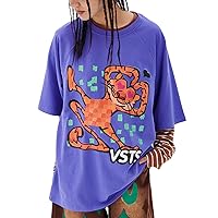 2022 Unisex Graphic Loose T Shirt Top Casual Letter Print Tee Half Sleeve