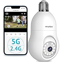 4MP Bulb Security Camera 5G& 2.4GHz WiFi, 360°2K Security Cameras Wireless Outdoor Indoor Full Color Day and Night, Motion Detection, Audible Alarm, Easy Installation, Compatible with Alexa