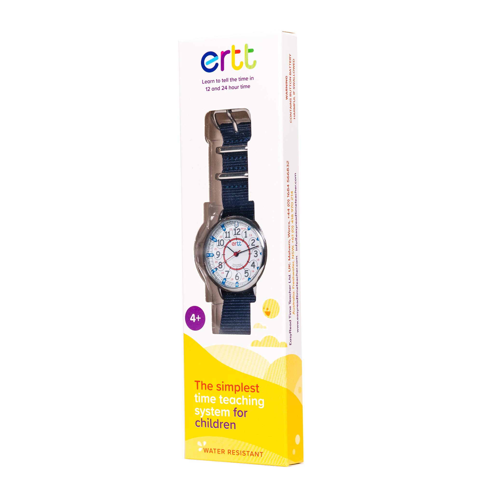 EasyRead Time Teacher Kids Watch - Girls & Boys Watches for Kids - Analog Teaching Watch - Tell The Time Childrens Watch - 2 Step Time Teacher Kids Watch - Easy to Read Dial 12-24 Hr Face