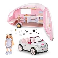 Lori Dolls – Eliza's Glamping Set – Mini Doll, Camper & Car – 6-inch Doll & Camping Accessories – Camping Trailer & Convertible Car – Playset for Kids – 3 Years +