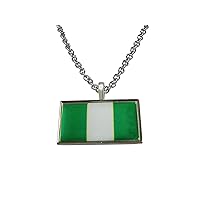 Thin Bordered Nigeria Flag Pendant Necklace