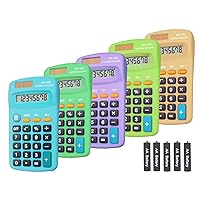 Basic Calculator Dual Power 8 Digit Desktop Calculator (6 Colors,Set of 5)