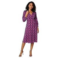 Maggy London Women's Long Sleeve V-Neck Fit and Flare Midi Dress
