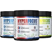 Hyperfocus 10-in-1 Nootropic Brain Supplement Powder, Improve Cognitive Function, Memory, Concentration, Focus and Energy - 3.52 Oz (Sour Gummy, Rocket Rush, Blue Razz)