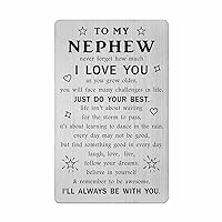 TANWIH Nephew Gifts from Aunt, Metal Engraved Card for Nephew, Nephew Graduation Christmas Card Gifts