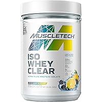 Whey Protein Powder MuscleTech Clear Whey Protein Isolate Whey Isolate Protein Powder for Women & Men Clear Protein Drink 22g of Protein, 90 Calories Lemon Berry Blizzard, 1.1lb(19 Servings)