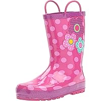 Girl's Waterproof Printed Rain Boot with Easy on Handles