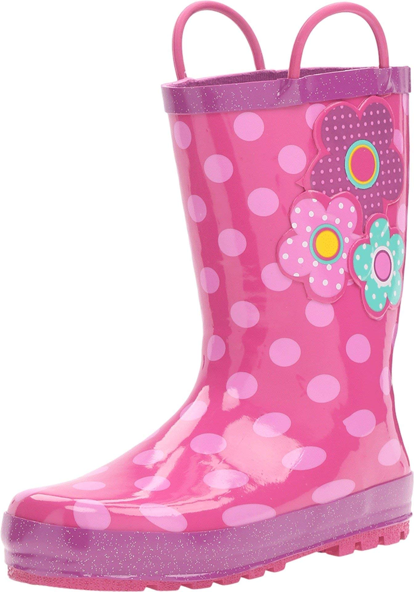 Western Chief Girl's Waterproof Printed Rain Boot with Easy on Handles