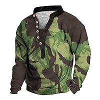 Men's Crewneck Sweatshirts Vintage Ethnic Style 1/4 Button Up Stand Collar Tribal Country Pullover Jacket, S-3XL
