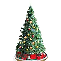 VEVOR Christmas Tree, 6.5ft Prelit Artificial Xmas Tree, Full Holiday Decor Tree with 450 Multi-Color LED Lights, 1227 Branch Tips, Metal Base for Home Party Office Decoration Tested to UL Standards