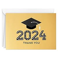 Hallmark Graduation Thank You Cards Bulk, Class of 2024, Gold Grad Cap (40 Thank You Notes with Envelopes)