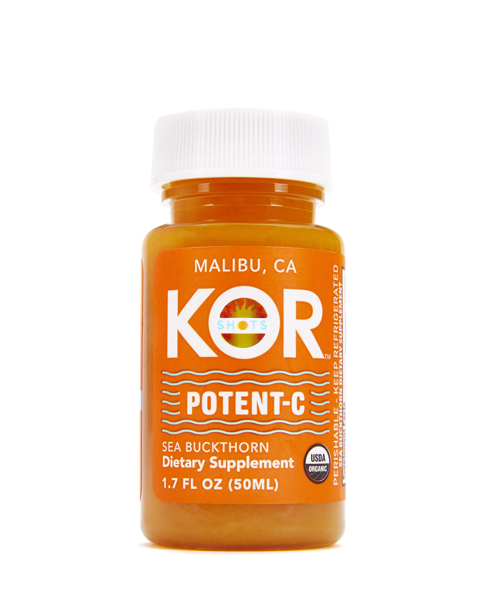 KOR Shots Sea Buckthorn and Baobab Shot - 1.7 Fl Oz - Potent C - Superfoods Vitamin C Shot - USDA Certified Organic