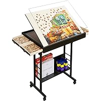 1500 Piece Jigsaw Puzzle Table with Drawers and Legs,Rolling Jigsaw Puzzle Desk,35” X 25.2” Wooden Jigsaw Puzzle Board with 4 Drawers and Protective Cover for Adults(Dark Brown)