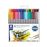 Staedtler Double Ended Markers, Assorted Bullet Tips, Assorted Colors, 36/Pack