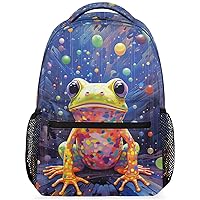 School Backpacks Funny Frog Bookbag 16 Inch Student Backpack Shoulder Bag Casual Daypack Big for Boys Girls