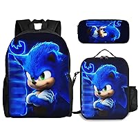 3Pcs Backpack Set Large Capacity Cartoon Bookbag with Insulated Lunch Box And Pencil Case Pouch for Teen Boys Girls Style-3