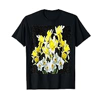 Yellow Daffodils And White Narcissi On Grey T-Shirt