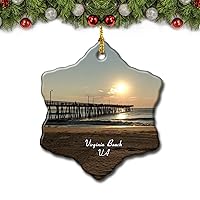 Virginia Beach Boardwalk Virginia USA Christmas Tree Ornament Travel Gift Souvenir 3 Inch Porcelain Double Side