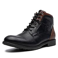 Men Oxford Boots,Casual Mid-Top Dress Boot for Men,Ankle Men Boots Lace-Up Side Zipper