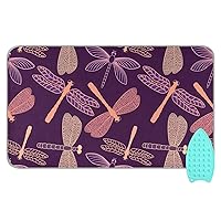 Dragonfly Purple Ironing Mat Portable Ironing Pad Blanket for Table Top Heat Resistant Ironing Board Cover with Silicone Pad for Washer Dryer Travel Iron Board Alternative Cover, 47.2x27.6in