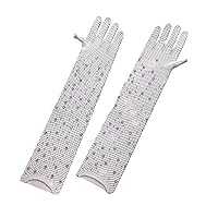Mesh Full Finger Arm Sleeves Rhinestones Long Gloves For Wedding Parties Fishnet Gloves