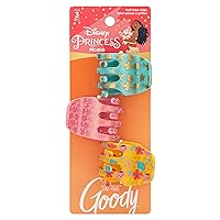 GOODY Classics Half Claw Clips - 3-Pack, Disney Princess, Moana - Great for Easily Pulling Up Your Hair - Pain-Free Hair Accessories for Women, Men, Boys, and Girls
