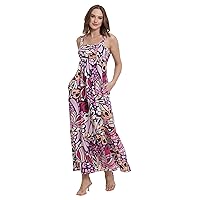 London Times Women's Petite Smocked Back Babydoll Tiered Maxi Dress