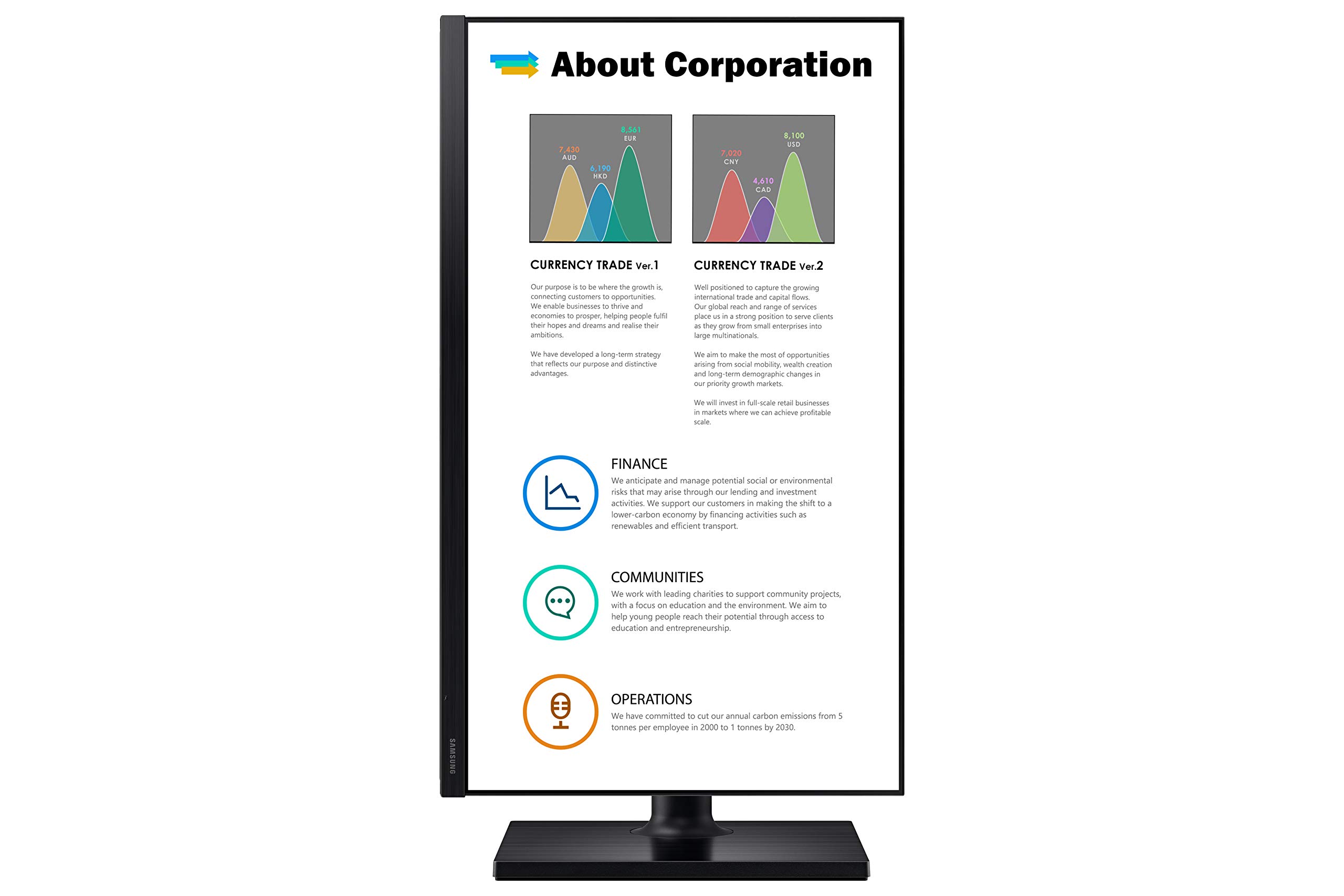 Samsung Business FT452 Series 22 inch 1080p 75Hz IPS Computer Monitor for Business with HDMI, DisplayPort, USB, HAS Stand (F22T452FQN) Black