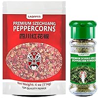 LAQPPSS Sichuan Peppercorns 4oz (114g) and Szechuan Green Peppercorn Powder 1.5oz (42.5g), Strong Flavor, sichuan peppercorns whole and Peppercorn Powder for Kung Pao Chicken, Mapo Tofu, and Chinese