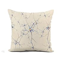 Flax Throw Pillow Cover Nerve Neurons in The Brain on Focus Effect 3D 18x18 Inches Pillowcase Home Decor Square Cotton Linen Pillow Case Cushion Cover