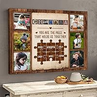 Personalized Grandmother Puzzle Piece Canvas Wall Art, You Are The Piece That Holds Us Together, Grandma Puzzle Piece Gift, Personalized Gifts For Grandma From Kids