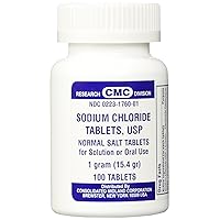 Sodium Chloride Tablets 1 Gm, USP Normal Salt Tablets - 100 Tablets (Pack of 2)