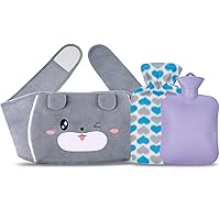Hot Water Bottle, Hot Water Bag with Soft Waist Cover, Hot Water Bottles for Pain Relief for Neck, Back, Shoulder, Legs, Waist Warm and Menstrual Cramps, Rubber Water Bag Pouch (Blink-pet)