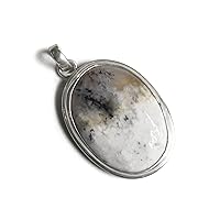 Merlinite Pendant 92.5% Sterling Silver Jewelery Pendant Height - 37.2 mm Width - 24.7 mm Weight - 10 gm Healing Gemstone