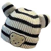 Baby Girls Boys Winter Warm Fleece Lining Cartoon Sweety Hat Knitting Pompom Beanie Hat for 1-2 Years