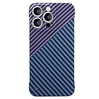 IVY Carbon Fiber Texture Frameless Cover for iPhone 14 Pro Carbon Fiber Case - Blue&Purple