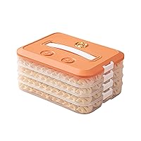 Dumpling Box 4-Layer Food Storage Container Stackable Snack Container with Lid, Gyoza Container, Cookie Storage Containers, Good Sealing, Time Recoder (Orange)