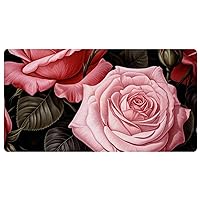 Bright Red Roses Deluxe Kitchen Mats for Floor - Anti Fatigue, Large & Padded, Machine Washable & Waterproof, Quick Dry & Non-Slip Floor Comfort Mats with Retro Vintage Design