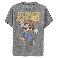 Nintendo Kid's Retro Jump T-Shirt, Charcoal Heather, Small