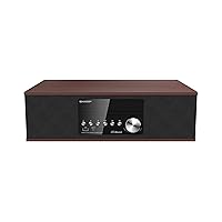 Sharp CD-BH10 Vintage Style Retro Look Micro Component Wireless Bluetooth Audio Streaming & CD Player Wood Speaker System, USB Port for MP3 Playback, FM Stereo Digital Tuner, AUX Input