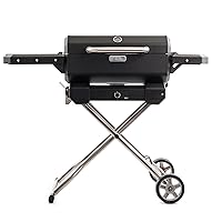 Electric Portable Charcoal Grill and Smoker with SteadyTemp Analog Temperature Control, Collapsible Cart and 200 Cooking Square Inches in Black, Model MB20040722