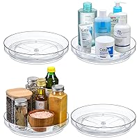 Set of 4, 9 Inch Clear Non-Skid Lazy Susan Organizers - Turntable Rack for Kitchen Cabinet, Pantry Organization and Storage, Fridge, Bathroom Closet, Vanity Countertop Makeup Organizing, Spice Rack