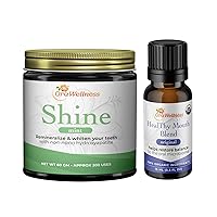 Healthy Mouth Blend Organic Toothpaste & Mouthwash Alternative Tooth Oil + Shine Remineralizing Natural Teeth Whitening Powder in Mint
