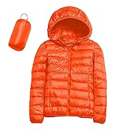 Women Packable Lightweight Full-Zip Puffer Jacket with Hood Quilted Winter Down Coat Ski Jacket Coat Puffer Jacket Womens