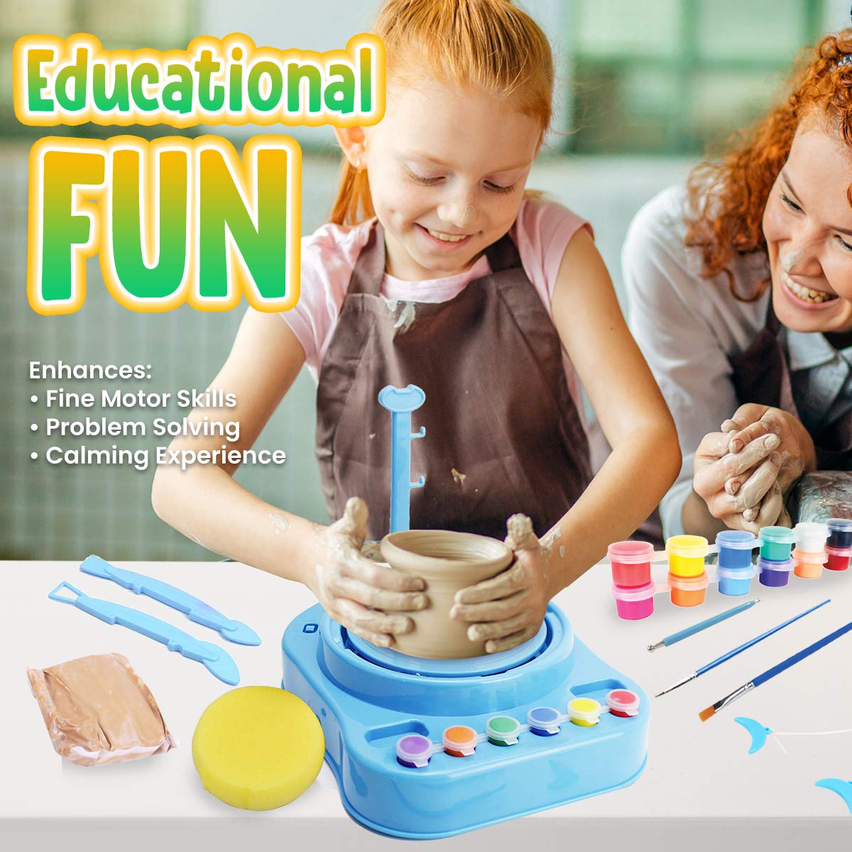 Insnug Kids Pottery Wheel Kit - Complete Pottery Wheel and Painting Kit for Beginners with Modeling Clay, Sculpting Clay and Sculpting Tools, Arts & Crafts, Craft Kits for Kids Age 8-12, 9-12