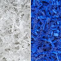 MagicWater Supply - White & Sky Blue (1 LB per color) - Crinkle Cut Paper Shred Filler great for Gift Wrapping, Basket Filling, Birthdays, Weddings, Anniversaries, Valentines Day