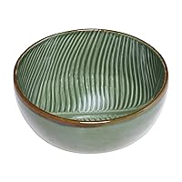 NOVICA Ceramic Serving Bowl Handcrafted Green Banana Leaf Indonesia Tableware Serveware Bowls 'Banana Vibes'(9 Inch)