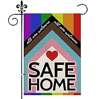 Gay Pride Progress Garden Flag 12x18 Inch Rainbow LGBT Safe Home Yard Flags Double Sided Vertical Burlap Flag for Lesbian LGBTQ Outdoor Decorations