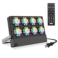 RGB LED Flood Light Color Changing Exterior Light Dimmable Outdoor Lamp, Remote Control Floodlight with Memory Function, IP65 Waterproof, Bright Security Light, Decorative Party Stage Lights