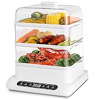 Food Steamer 3 Tier 16QT Electric Vegetable Steamer With Appointment and Timer Multifunctional Digital Steamer For Fast Simultaneous Cooking (800W)